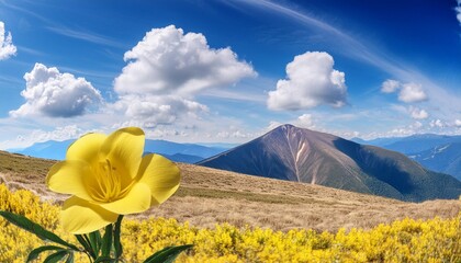 Wall Mural - yellow flower on a background of blue sky