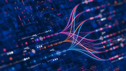 Wall Mural - big data technology data science analysing artificial intelligence generative ai deep learning machi