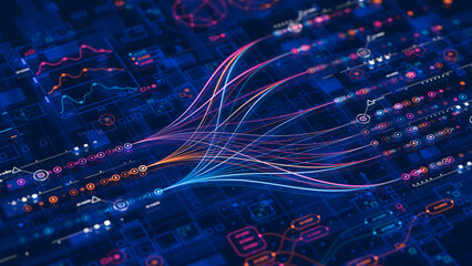 Wall Mural - big data technology data science analysing artificial intelligence generative ai deep learning machi