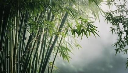 Wall Mural - tropical bamboo in the fog natural background