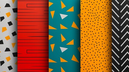 Sticker - Abstract Geometric Patterns: A versatile set of abstract patterns with geometric shapes and vibrant colors, suitable for modern art, digital s, and contemporary design trends. Clean and Clear Color,