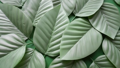 Wall Mural - tropical leaves background banner with green floral pattern generative ai