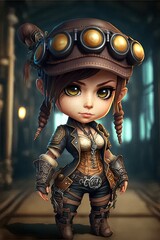 Poster - a digital painting of a girl in a steam punk outfit