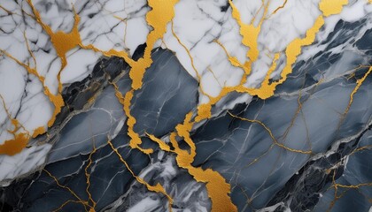 Wall Mural - abstract grey white marble background with golden veins artificial stone texture modern wallpaper