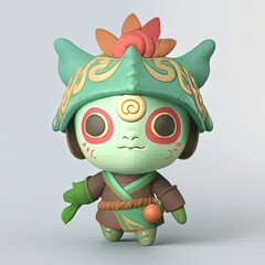 Wall Mural - a green and gold figurine with a hat on