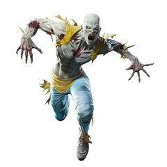 Poster - a man dressed as a zombie running through the air