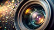 © Wanlop - Macro shot of a camera lens reflecting bright light, showcasing subtle dust particles and flawless glass curvature in perfect focus.