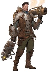 Canvas Print - a man in a steam punk outfit holding a machine gun