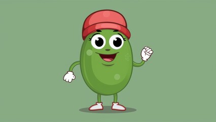 Sticker - A cartoon character in a green hat and red shoes, AI