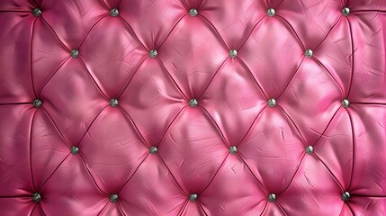 Leather texture surface with luxury seamless sewing thread diamond square shape pattern in pink color for background wallpaper and design, closeup. 