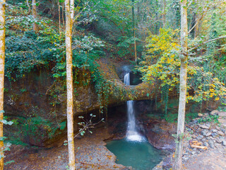 Poster - Deliklikaya waterfall, a natural wonder located in Artvin Murgul district, attracts the attention of photographers and many people, the waterfall has taken this name