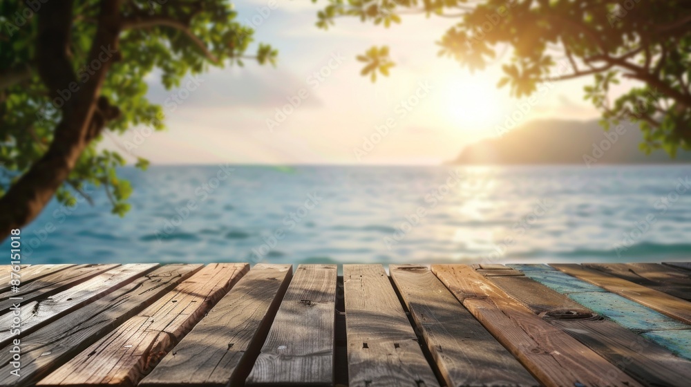 Wooden Deck Overlooking the Sea