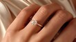 © BOONJUNG - Elegance in Detail: Close-up of Woman's Hand Wearing Diamond Ring, Half Body View, Natural Beauty
