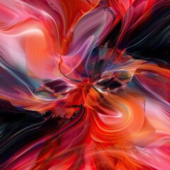 Abstract digital artwork of fluid, organic shapes in bold colors, creating a sense of movement and fluidity