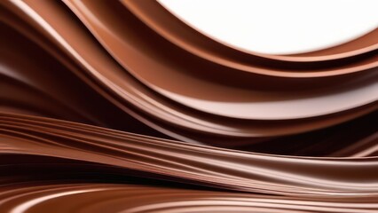 Abstract flowing waves with chocolate on white background with copy space 