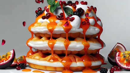 Sticker -   Cake with fruit, orange & white icing