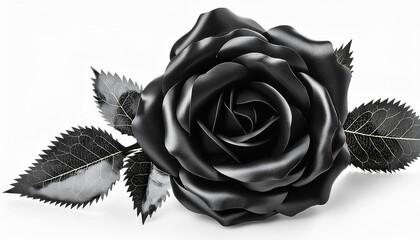 Canvas Print - black rose isolated on white