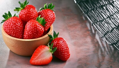 Wall Mural - strawberries with leaves