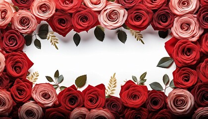 Wall Mural - isolated red rose frame background png