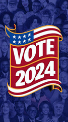 Wall Mural - 2024 United States of America Presidential Election banner. Election banner Vote 2024 with Patriotic Stars. Stars and stripes forever. November 5. Generative AI	