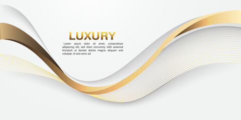 Wall Mural - Abstract gold lines curve wavy luxury style on red design modern background vector