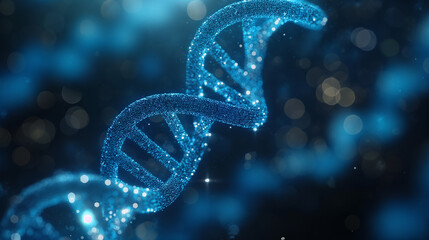 Aufkleber - Blue dna strand rotating with glowing particles