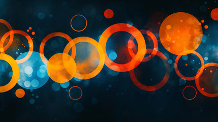 Poster - Abstract background showing orange and blue circles with grunge texture effect