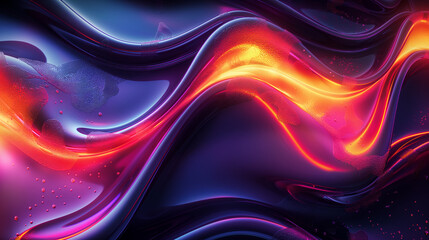 Poster - Abstract background flowing liquid neon waves of color creating dynamic shapes