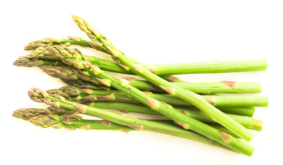 Wall Mural - Green asparagus on white background