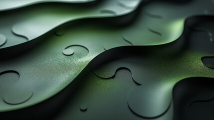 Poster - Abstract modern background with a green wavy shape and a metallic texture