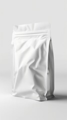 Wall Mural - White Packaging Bag on White Background for Product Presentation, Minimalist Design for E-commerce or Brand Promotion.