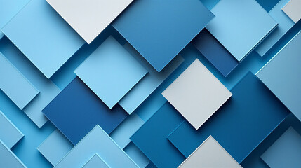 Poster - Abstract blue and white overlapping squares background design