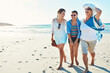 © ReeseArcurs/peopleimages.com - Grandma, daughter and excited with child in beach for fun on summer holiday or vacation and break. Family, senior woman and happy with girl in ocean for bonding, love and support for memories