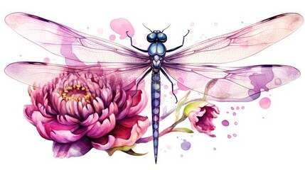 Wall Mural - watercolor dragonfly