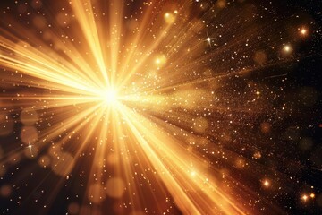 Wall Mural - radiant sunburst beams illuminating mysterious dark void abstract background