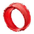 © оLeo Studio - Red lipstick circle sample isolated on transparent white background, png Red symbol 0 in red lipstick.