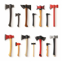 Wall Mural - Axe icon, ax symbol, 3d realistic hatchet sign, cleaver emblem, woodcutter equipment, tomahawk pictogram