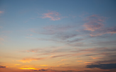 Blue sky after rain,. Beautiful Cumulus clouds flying across the sky,