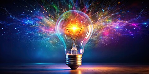 Poster - Vibrant lightbulb representing bright ideas and sparks of imagination, innovation, creativity