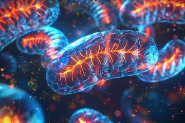Wall Mural - 3d rendered illustration of mitochondria, cellular powerhouse, energy production, cellular respirati