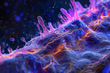 Wall Mural - abstract 3d render of a bioluminescent organism with vibrant hues and intricate details, evoking a s