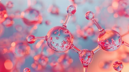 Wall Mural - abstract 3d render of a molecular structure with pink and blue color scheme