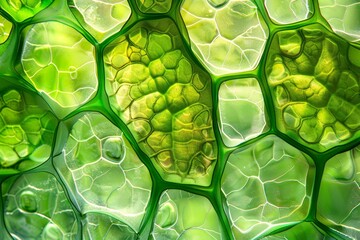 Wall Mural - abstract green cell structure close-up macro photography