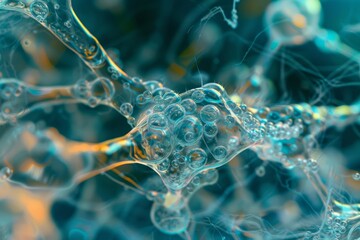 Wall Mural - abstract macro photography of bubbles in water, capturing the beauty of organic shapes and textures