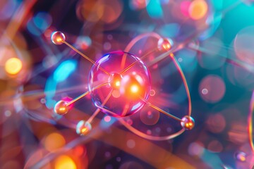 Wall Mural - abstract sphere with interconnected wires and blurred lights