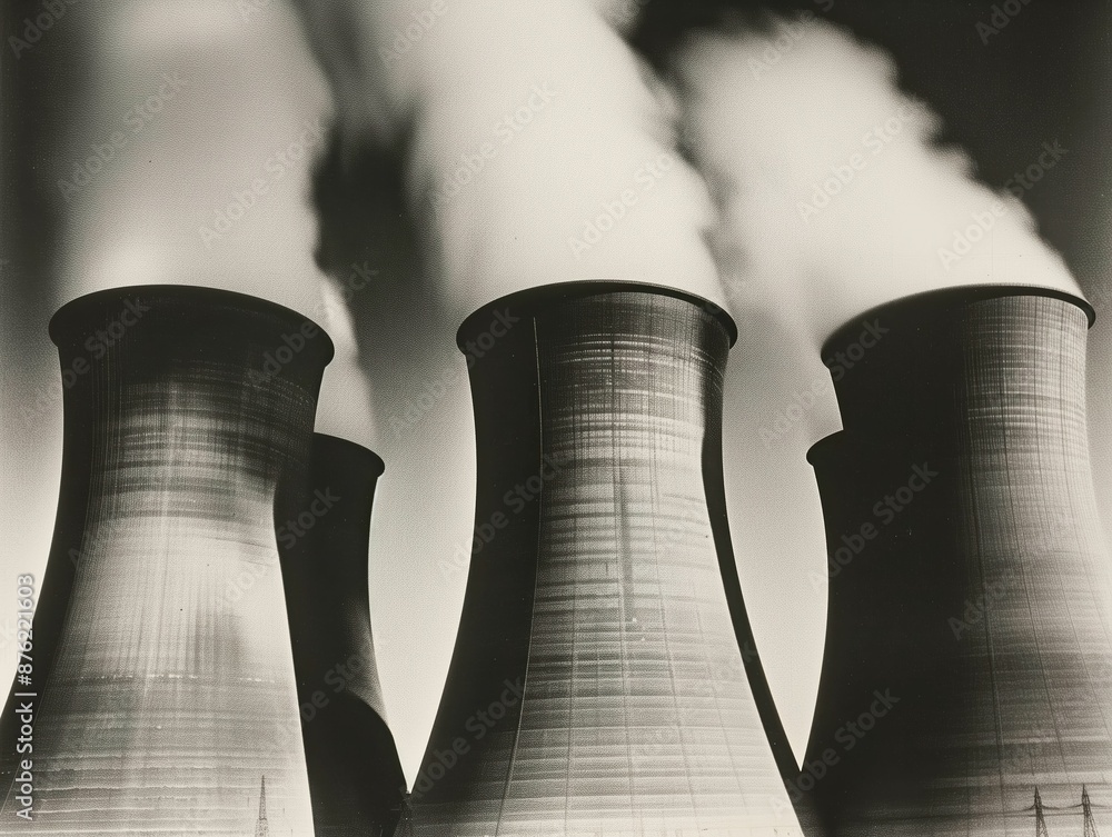 AI generated illustration of a black and white image of industrial ...