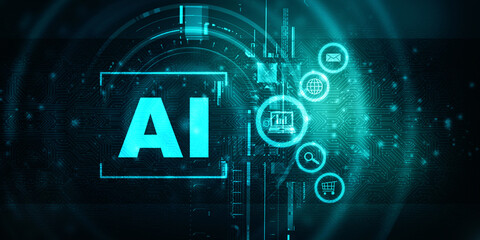 2d illustration Artificial Intelligence (AI) concept