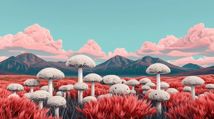 Poster - Create otherworldly scenes using plates depicting surreal rock formations, ethereal flora, and the mystical inhabitants of alien landscapes. Clean and Clear Color, Realistic Photo, , Minimalism,