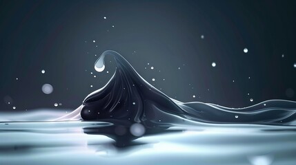 Wall Mural -   A painting depicts a wave in a body of water, snow cascading off its peak
