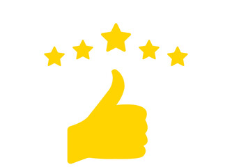 thumbs up sign and 5 stars.